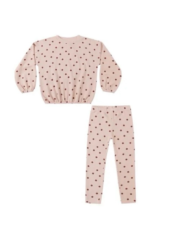 Rylee + Cru Other - Rylee + Cru Pale Pink Polka Dot Set